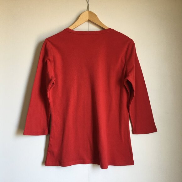 Ralph Lauren Red Eyelet Cotton Tunic Neck Shirt - Picture 2 of 16